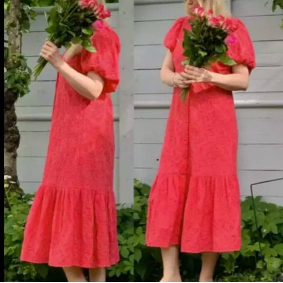 ZARA Openwork embroidered midi dress - Picture 9 of 15